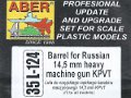 Barrel for Russian 14,5mm heavy machine gun KPVT 